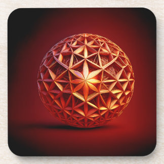 Red Sierpinski Gasket Fractal Beverage Coaster