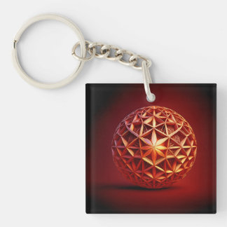 Red Sierpinski Gasket Fractal Keychain