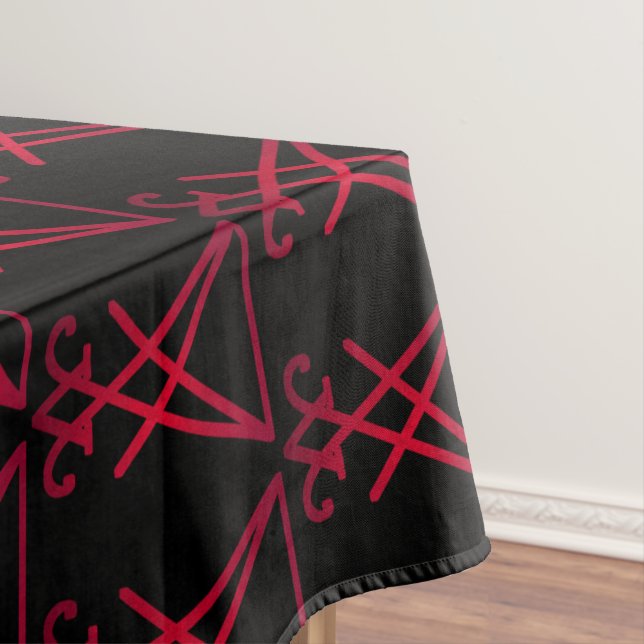 Red Sigil of Lucifer Satanic Occult Altar Tablecloth (In Situ)
