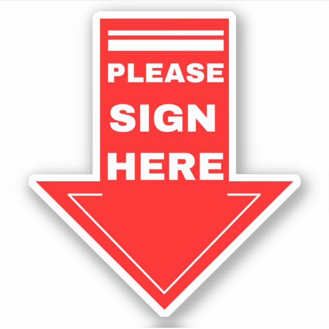 Red Sign Here Arrow Sticker (Front)
