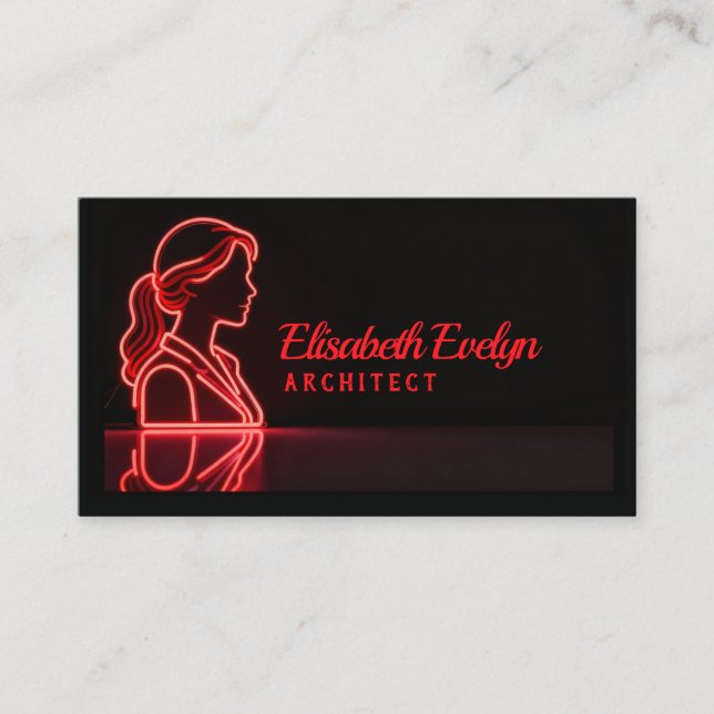 Red Silhouette: Professional Reflection Business Card (Front)