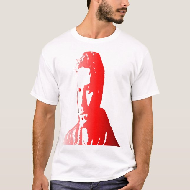 red silhuette a man with short, textured hair T-Shirt (Front)