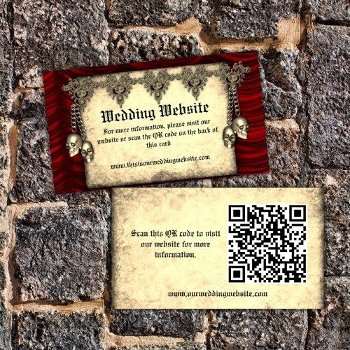 Red Silk and Black Jewels Gothic Wedding Website Enclosure Card