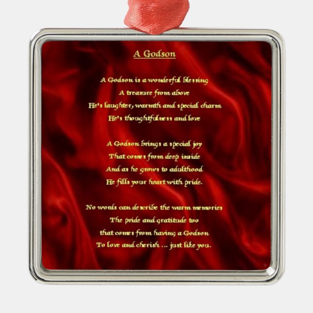 Red Silk - godson poem Metal Ornament (Front)