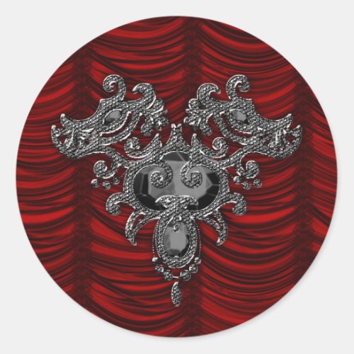 Red Silk Gothic Wedding Classic Round Sticker