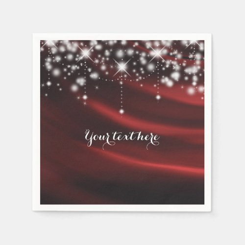 Red Silk  Sparkle Glam Hollywood Party Paper Napkins