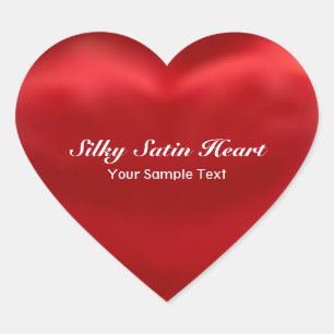 Red Silky Satin Heart Heart Sticker