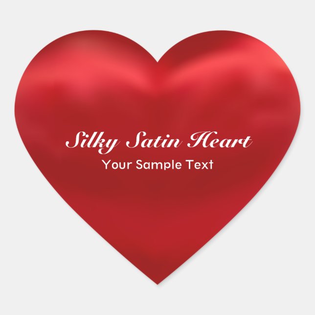 Red Silky Satin Heart Heart Sticker (Front)