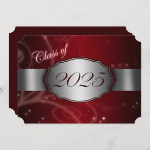 Red & Silver 2025 Graduation Party Invitation