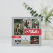 Red & Silver 6 Photo Graduation Invitation (Standing Front)