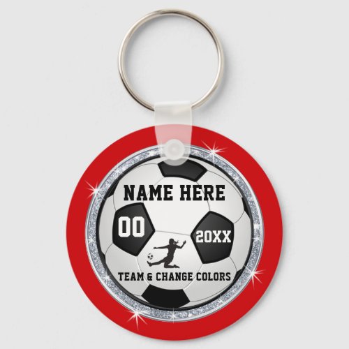 Red Silver and Black Cheap Soccer Gifts for Girls Keychain