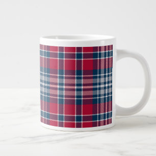 Red Silver and Blue Plaid Giant Coffee Mug