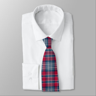Red Silver and Blue Plaid Neck Tie