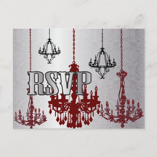 Red Silver Black Chandelier RSVP PostCard (Front)