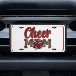 Red Silver Black Glitter Mom Life Cheer Mom License Plate