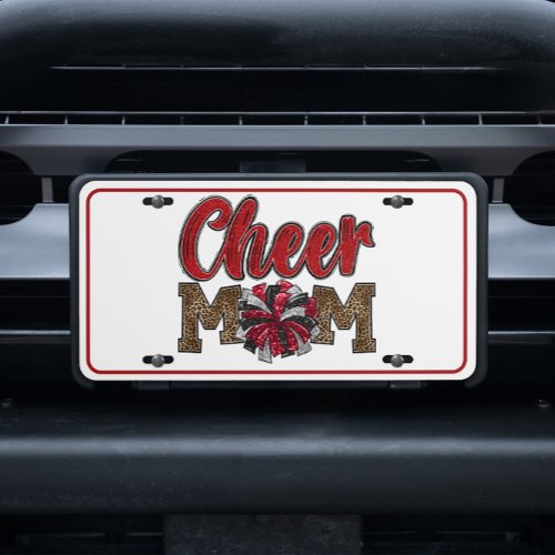 Red Silver Black Glitter Mom Life Cheer Mom License Plate