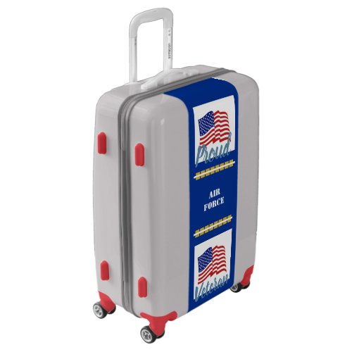Red Silver  Blue Proud Airforce Veteran Luggage