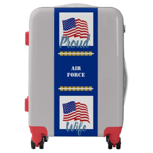 Red Silver  Blue Proud Airforce Wife Luggage