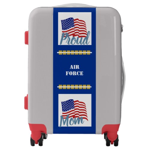 Red Silver Blue Suitcase Airforce Mom