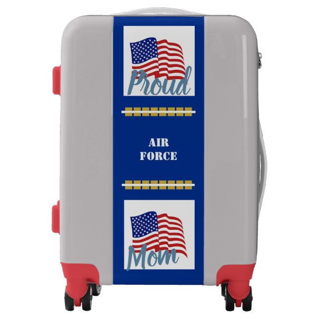 Red Silver Blue Suitcase (Airforce Mom) (Front)