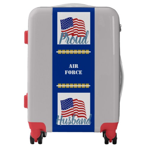 Red Silver  Blue Suitcase ProudAirforce Husband