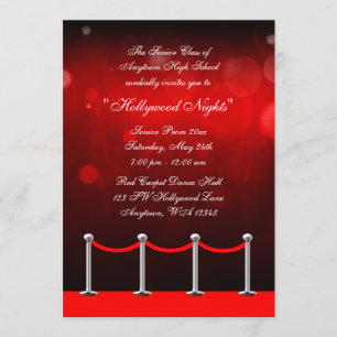 Red Silver Carpet Hollywood Prom Formal Invitation