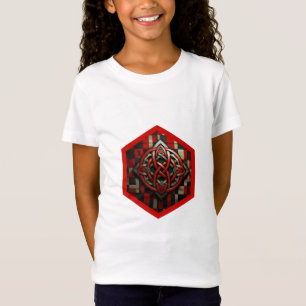 Red & Silver Celtic Knot In A Six Sided Red Frame T-Shirt