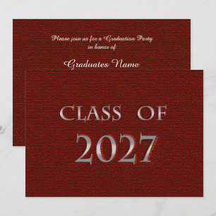 Red & Silver Class of 2027 Graduation Party Invitation