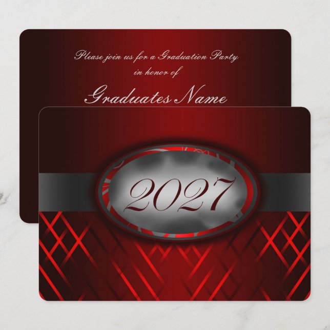 Red & Silver Class of 2027 Party Invitation (Front/Back)