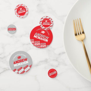 Red & Silver Class of ANY YEAR Personalized Party Confetti