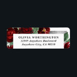 Red & Silver Country Burgundy Rose Winter  Wedding Label<br><div class="desc">Design features watercolor peony and rose floral elements in shades of red and burgundy over eucalyptus botanical greenery. Template also features a printed silver or gray colored box for an added elegant layout. The typography displays a modern layout with black text. View the collection link on this page to find...</div>