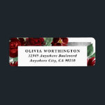 Red & Silver Country Burgundy Rose Winter  Wedding Label<br><div class="desc">Design features watercolor peony and rose floral elements in shades of red and burgundy over eucalyptus botanical greenery. Template also features a printed silver or gray colored box for an added elegant layout. The typography displays a modern layout with black text. View the collection link on this page to find...</div>