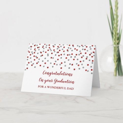 Red Silver Dad Congratulations Graduation Card