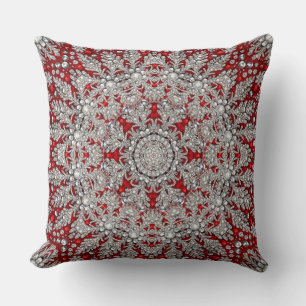 Red Silver Decorative Holiday Throw Pillow