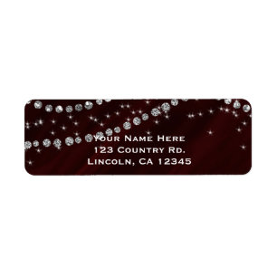 Red & Silver Diamond Bling Glam Sparkle Label