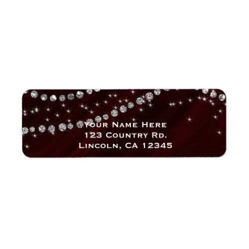 Red  Silver Diamond Bling Glam Sparkle Label