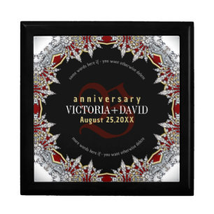 Red Silver Diamonds Wedding Anniversary Box