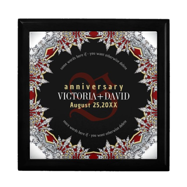 Red Silver Diamonds Wedding Anniversary Box (Front)