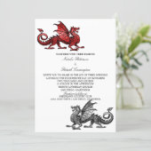 Red Silver Dragon Wedding Invite (Standing Front)