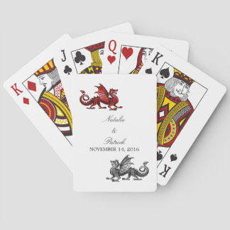 Red Silver Dragon Wedding Playing Cards