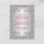 Red, Silver FAUX Foil Floral Enclosure Card (Back)