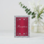 Red, Silver FAUX Foil Floral Enclosure Card (Standing Front)