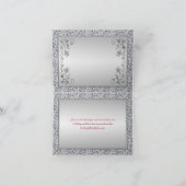 Red, Silver FAUX Foil Floral Thank You Card (Inside)