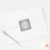 Red, Silver FAUX Foil Floral Wedding Favor Sticker (Envelope)