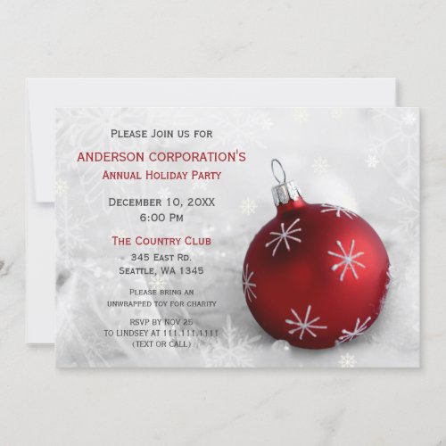 Red Silver Festive Corporate holiday party Invite