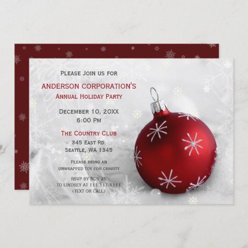 Red Silver Festive Corporate holiday party Invite