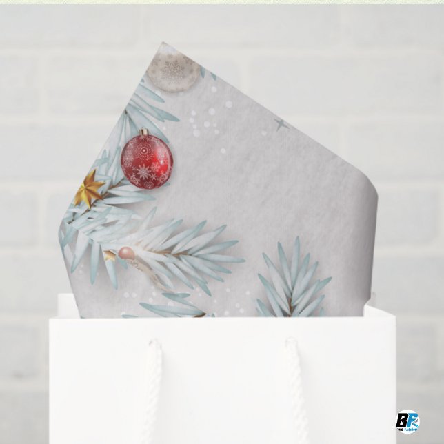 Red & Silver Floral Christmas & New Year Daily Use Tissue Paper (Creator Uploaded)