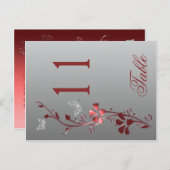 Red Silver Floral with Butterflies Table Number (Front/Back)