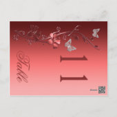 Red Silver Floral with Butterflies Table Number (Back)