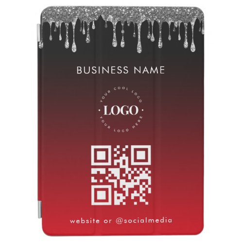 Red Silver Glitter Dripping Company Logo QR Code  iPad Air Cover